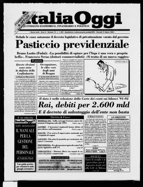 Italia oggi : quotidiano di economia finanza e politica